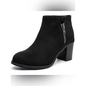Luoika Women's Wide Width Ankle Boots Mid-Heel Extra Wide 171104 Black 11.5XW